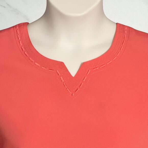 Vintage Grove Avenue Satin Blouse Top Sz 16W Coral Short Sleeve Embroidered Glam - Picture 2 of 8